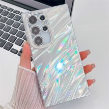 Coque en marbre ondulée au laser pour Samsung Galaxy S24 FE Plus S23 Ultra A15 A55 A54 A25 A35, housse de protection rigide en PC pailleté pour appareil photo