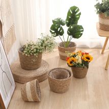 Pot de fleurs tissé en paille nordique, manteaux de Pot de fleur tissé, radis vert, panier en rotin Succulent, Style Ins, Pot de fleur créatif