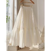 Jupe blanche drapée pour femme, nouvelle mode printemps, style princesse, jupe longue trapèze