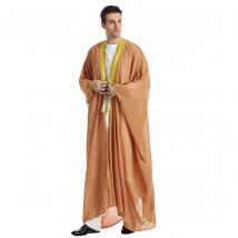 Vêtements pour hommes Peignoir pour hommes Manches longues brodées pour hommes Pendentif en mousseline de soie à perles dorées
