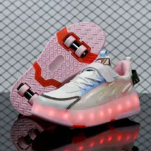 Chaussures à roulettes pour enfants avec lumière LED pour garçons et filles avec 4 roues, baskets de sport, cadeau de spectacle pour enfants, anniversaire de Noël