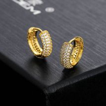Boucles d'oreilles hip-hop rondes, marque tendance, micro zircon incrusté personnalisé pour accessoires homme