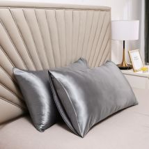 Lot de 2 taies d'oreiller en satin Tencel - Taies d'oreiller luxueuses, douces et hypoallergéniques (taille standard, lavables en machine)