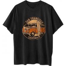 T-shirts à motifs de voitures pour femmes, hauts graphiques vintage, chemisier décontracté à manches courtes, pull à col ras du cou