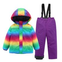 Girls And Boys Outdoor Thick Hardshell Jacket Printed Ski Suit Children's Ski Suit