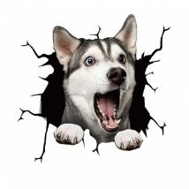 Autocollants en verre personnalisés perforés pour voiture avec animaux craquelés créatifs, autocollants pour chien