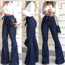 Pantalons évasés à lacets taille haute, pantalons larges et jeans pour femmes