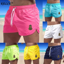 Summer Men's Swimwear Bear Printed Shorts Brand Beachwear Sexy Swim Trunks Men Swimsuit Low Waist Breathable Beach