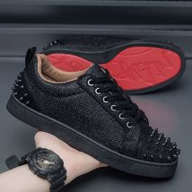 Chaussures pour hommes à semelles rouges, rivets décontractés, personnalité, tendance, mode