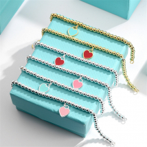 T Home Precision Edition Pure Love Enamel 4mm Round Silver Best Friend Women's Bead Bracelet Simple Style