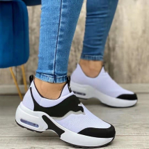 Chaussures vulcanisées pour femmes mode maille chaussures décontractées plate-forme baskets compensées grande taille baskets de sport plates B00027