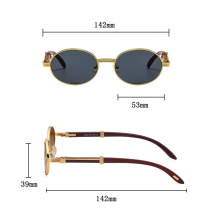 Fashion Oval Women 2024 Trendy Designer Wooden Sunglasses Men Fashion Glasses Vintage Lentes De Sol Mujer Zonnebril
