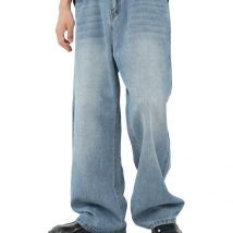 mens denim Streetstyle oversized unisex ultra baggy Straight blue wide leg jeans for men