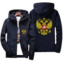 Hommes manteau bras de russie aigle moto Parkas coupe-vent mince coupe-vent Bomber fermeture éclair à capuche veste grande taille nouveau