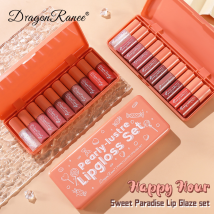 10-Piece Mini Set Of Orange Shimmer Lip Glazes - Hydrating Lip Gloss, Lip Stain & Lip Balm Set, Adorable Packaging