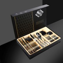 1010 Stainless Steel 24-Piece Flatware Set - Steak Knives Dinner Forks & Spoons (Cutlery Collection In Gift Packaging)​