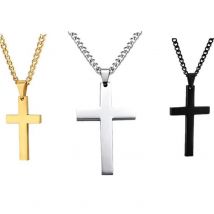 Collier minimaliste en acier inoxydable avec pendentif en forme de croix et chaîne pour homme et femme | Colliers avec pendentif en forme de croix