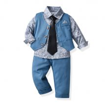 Vêtements pour enfants, gilet et pantalon pour garçons, costume d'automne pour hommes, costume d'anniversaire pour bébé d'un an, robe élégante, 2024