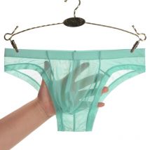 Sous-vêtements pour hommes Junyou Slips transparents en maille pour hommes Shorts d'été respirants et sexy avec poche pour jeunes hommes