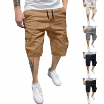Vêtements pour hommes short cargo décontracté en sergé pour hommes cordon de serrage en coton short cargo classique extensible avec quatre poches