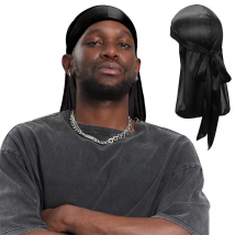 Chapeaux pour femmes danse et cyclisme extérieur turban à lacets élastique épaissi chiffré tissu brillant chapeau à longue queue transfrontalier SILKY DURAG