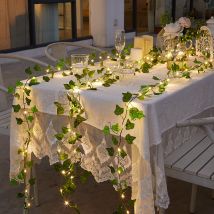 Guirlande lumineuse à feuilles artificielles, 5 m/10 m, LED, pour décoration de jardin, mariage, maison, salon, fête, cadeau, anniversaire, alimentée par piles
