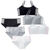 Underwear Girls Bra Set Striped Sports Thin Development Period Small Vest Sling 15 Years Old 12 Medium And Large Children Cotton