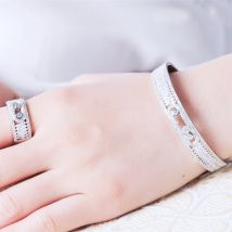 Ensemble de bagues et de bracelets, bijoux tendance, perles rondes intelligentes en zircon micro incrustées, pouvant être assorties à des bracelets