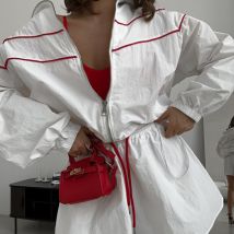 Summer Casual Women's Loose Suit Long Sleeved Zipper Cardigan Jacket Tied Rope Wide Leg Shorts Set