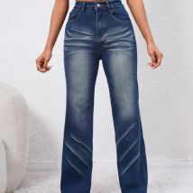 fashion loose slimming high waist stretch straight pants jeans