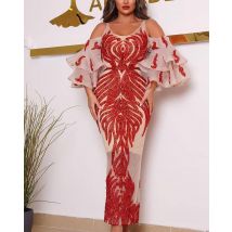 Robe de banquet à manches longues sexy pour femme avec marquage à chaud Le processus d'estampage à chaud entraînera une légère perte de poudre, veuillez donc ne pas acheter si cela vous dérange
