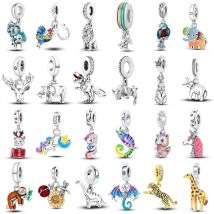 Women's Jewelry Copper Plated 925 Silver Beaded Accessories Diy Cute Animal Bracelet Necklace Pendant Gift