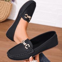 Mocassins rétro à boucle en métal pour femmes