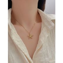 Collier avec pendentif étoile de mer pour femmes et adolescentes Colliers plaqués or Collier délicat pour femme avec pendentif étoile de mer
