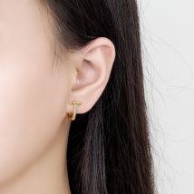 Boucles d'oreilles Temperament Boucles d'oreilles en or en forme de T avec diamant