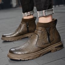 Martin for men's autumn and winter new fashionable British casual work short trend high cut  leather boots
