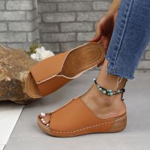 New Wedges Fashion Simple And Light One Slip-on Fashion Large Size Slipper Woman