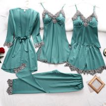 Vêtements pour femmes Pyjama sexy pour femmes Ensemble de cinq pièces Lingerie sexy Tentation sexy Dentelle