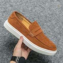 Mocassins en cuir de style rétro pour hommes, chaussures plates non respirantes, à enfiler, décontractées, antidérapantes, pour la randonnée