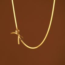 Necklace choker bow necklace snake bone small fresh titanium steel gold plated silver does not fade