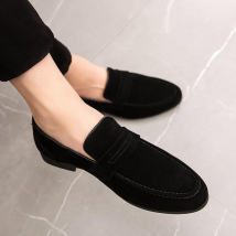 Men's Small Leather Shoes Casual Daily Loafers Simple Suede Slip-on Fashion Shoes