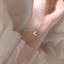 Bracelet papillon coréen Simple, Bracelet papillon en strass