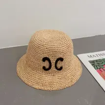 Grand seau de styliste pour la mode, Gorras d'été tissé, casquette de plage en paille pour femmes, chapeaux à main pour hommes, seau de soleil