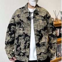 Men's Clothing Denim Jake Retro Jacquard Art Loose High End Light Luxury Men's Casual Jacket Denim