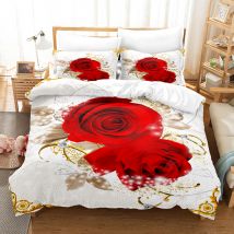 Parure de lit 3 pièces à fleurs - Comprend 1 housse de couette et 2 taies d'oreiller, fabriquée en fibre de polyester douce et respirante, offrant une expérience confortable