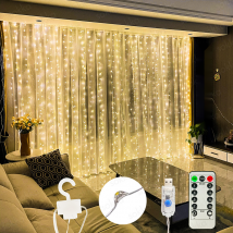 * Rideau lumineux LED en fil de cuivre avec télécommande et crochet de 3 mètres, prise USB, décoration de dortoir