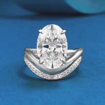 Hui Zhi Yi Jewelry 2025 New S Silver Oval Pigeon Egg 9*13mm Egg-Shaped Diamond Ring Stackable