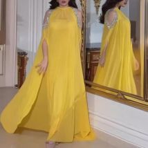 Y2llow Chiffon Party Long Dress 2025 Women Sequin Sexy Night Dress Bodycon Mesh Club Evening Wedding Dresses Prom Vestidos