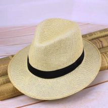 Nouveautés NOUVEAU Chapeau Panama en paille pour hommes Casquette de cowboy faite à la main Chapeau de soleil de voyage pour la plage d'été
