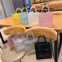 Summer New Shopping Basket Portable Bag Large Capacity Basket Storage Basket Candy Color Hollow Beach Bag